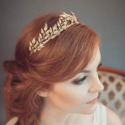 Bridal Golden Leaf Headband - Elegant Alloy Crown for Weddings - Buy Center