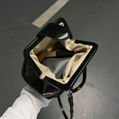 Boston Retro Clip Bag - Stylish Casual Shoulder Bag in Black, Pink, Brown - Buy Center