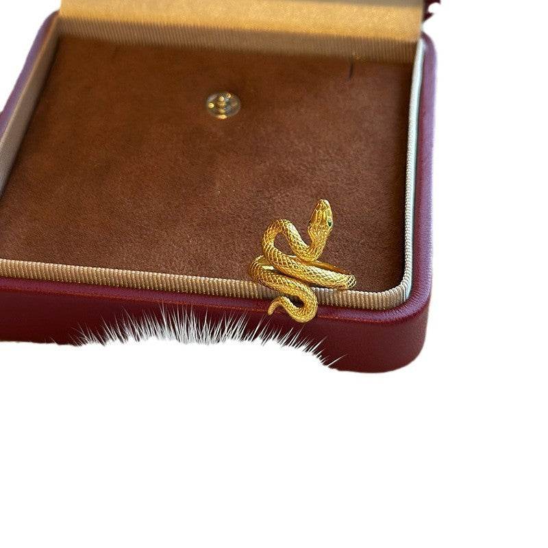 Elegant Real Gold Plated Snake Zircon Ring - Stylish Jewelry Accessory - Buy Center