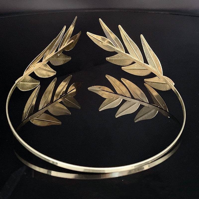 Bride Leaves Metal Headband - Elegant Gold Floral Design for Weddings - Buy Center