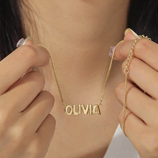 Personalized 3D Bubble Name Necklace - Custom Stainless Steel Jewelry - Buy Center