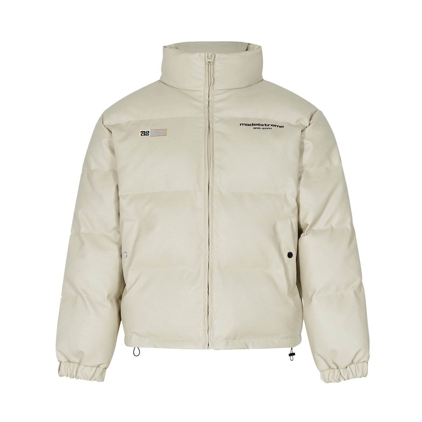 Unisex Cotton-Padded Jacket - Stylish Letter Print & Thick PU Leather - Buy Center