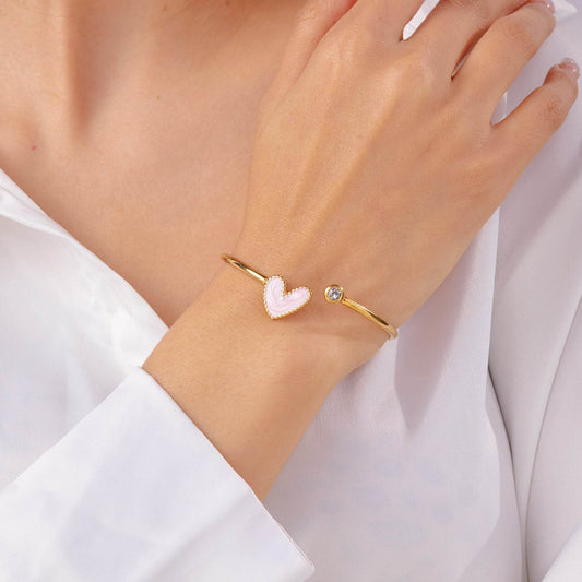 Buy Center Hollow Drop Heart Bracelet with Diamond - Elegant Design - Buy Center