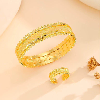 Vintage Gold Plated Bracelet & Ring Set - Women's Festival Jewelry 2025 - Buy Center