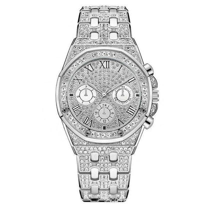 Men's Diamond Large Dial Quartz Watch - Stylish, Lightweight Design 2025 - Buy Center
