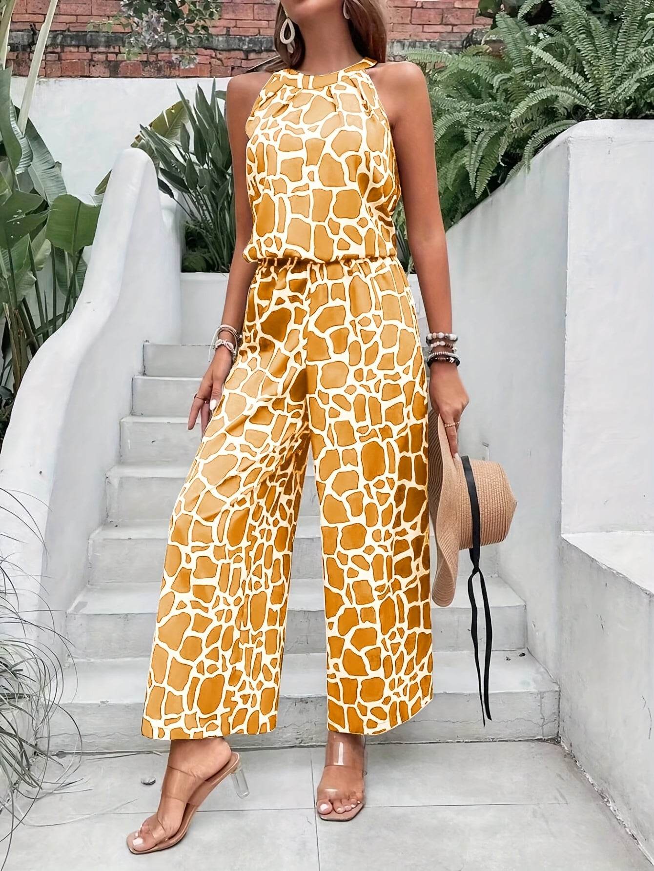 Women's 2-Piece Geometric Print Set - Blue Tank Top & Pants - Buy Center