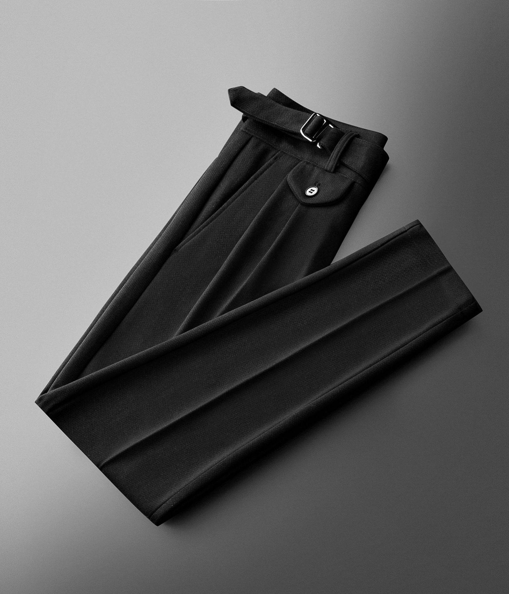 Buycenter Men's High Waist Retro Trousers - Casual Pants in Camel & Black - Buy Center