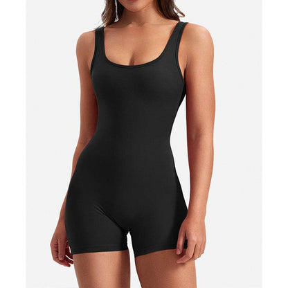 Buycenter Nude Feel Pleated Fitness Jumpsuit - High Waist, Black - Buy Center