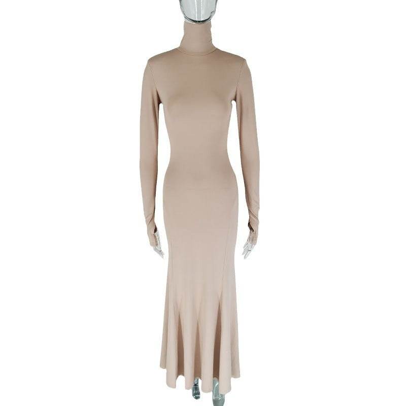 Women's Backless Evening Dress - Elegant Solid Color Party Wear 2025 - Buy Center