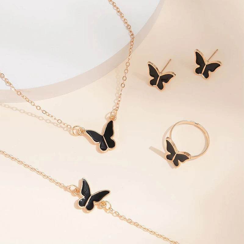 Buycenter 5PCS Butterfly Jewelry Set - Necklace, Earrings, Ring & Bracelet - Buy Center
