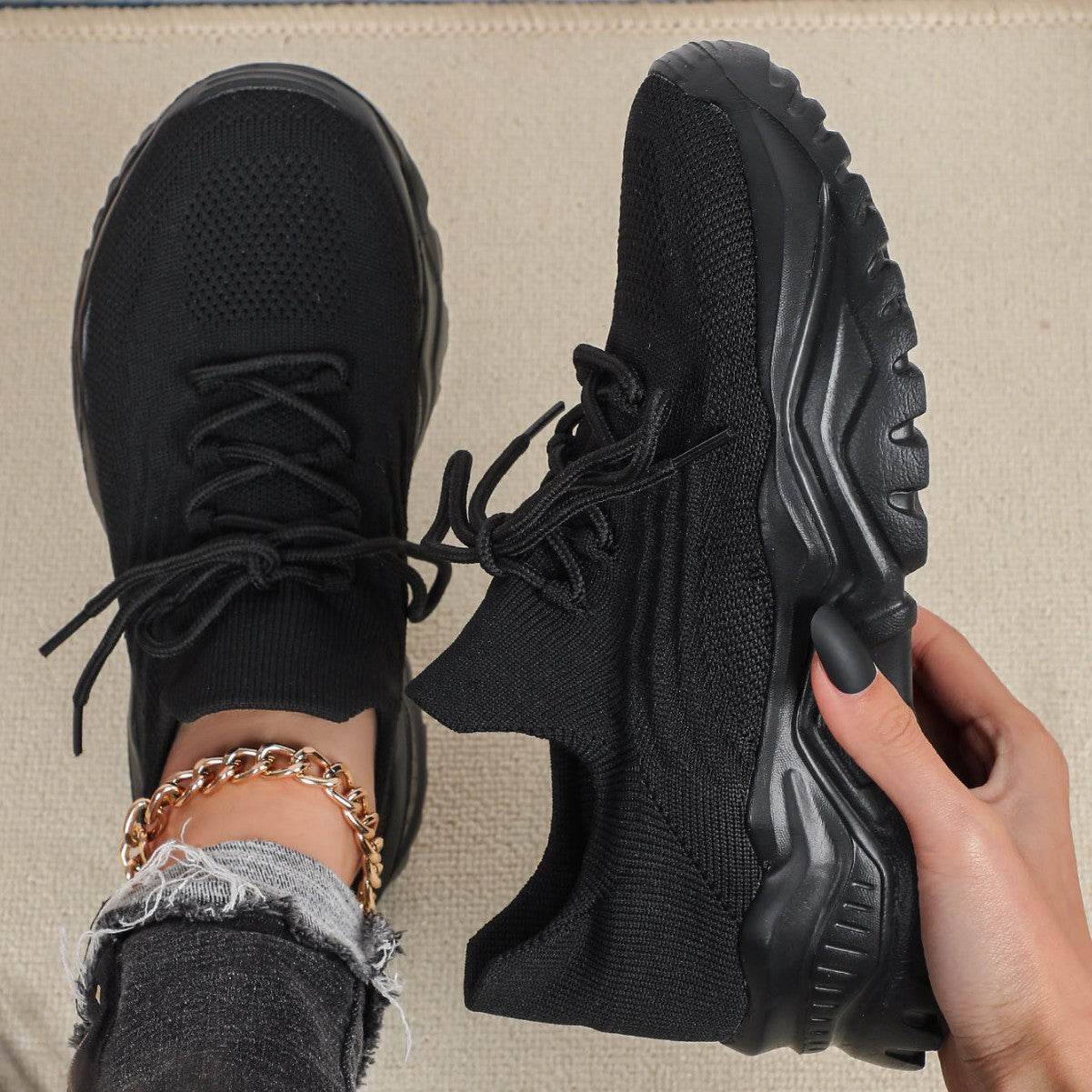 Buycenter Plus Size Sporty Women's Sock Shoes - Breathable Flyknit Design - Buy Center