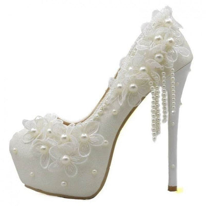 Buycenter Korean Style High-Heeled Pumps - Elegant Flower Rhinestones - Buy Center