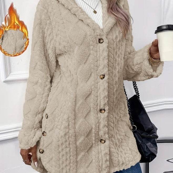 Buycenter Hooded Cardigan Jacket - Long Sleeve, Button Style, Winter Coat - Buy Center