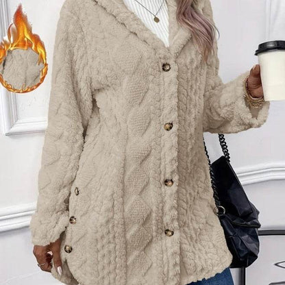 Buycenter Hooded Cardigan Jacket - Long Sleeve, Button Style, Winter Coat - Buy Center