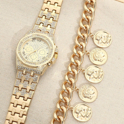 Men's Diamond Large Dial Quartz Watch - Stylish, Lightweight Design 2025 - Buy Center