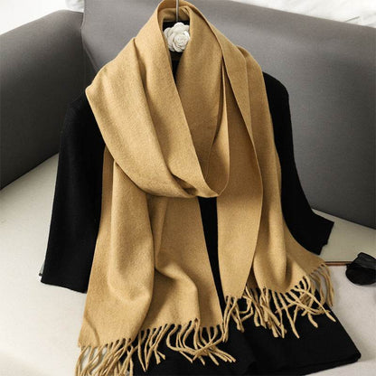 Solid Color Cashmere-like Scarf for Women - Warm, Quick-Drying Shawl - Buy Center