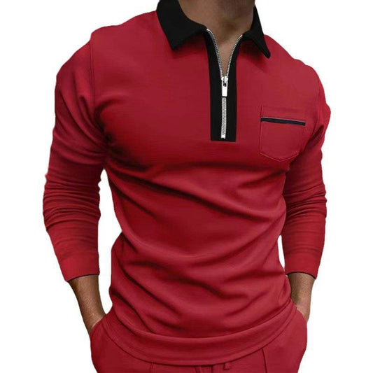 Buycenter Slim Fit Long Sleeve Men's T-Shirt - Zipper Decoration Styles - Buy Center