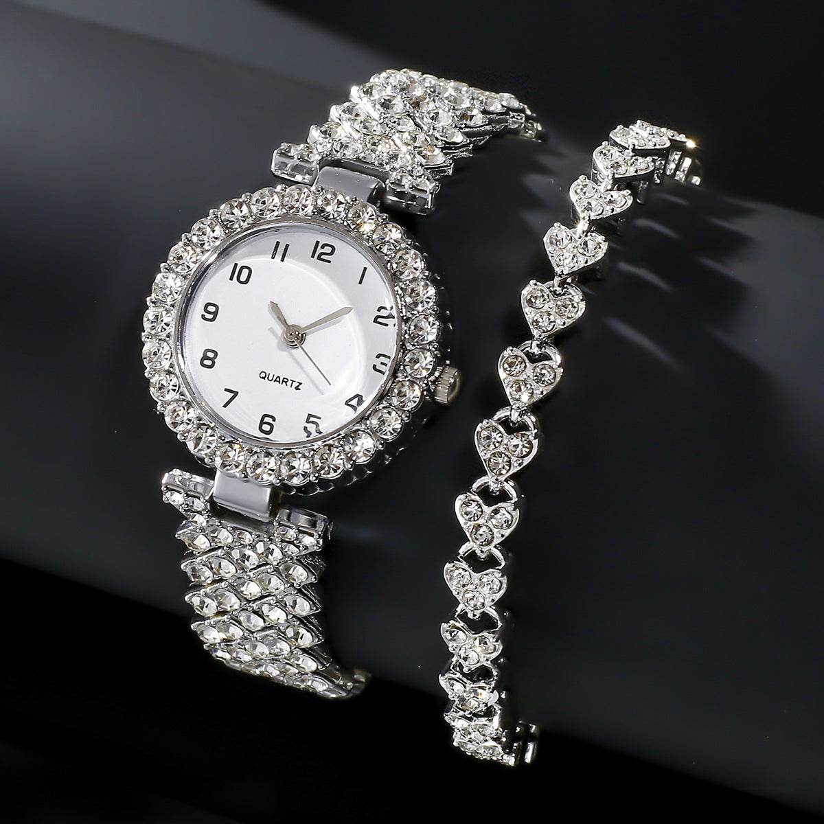 Luxury Women's Watch Set - Silver Strap Quartz & Bracelet Gift 2025 - Buy Center