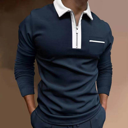 Buycenter Slim Fit Long Sleeve Men's T-Shirt - Zipper Decoration Styles - Buy Center