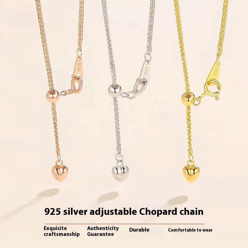 Buy Center 925 Silver Heart Necklace - 18K Gold Plated Chopin Chain - Buy Center