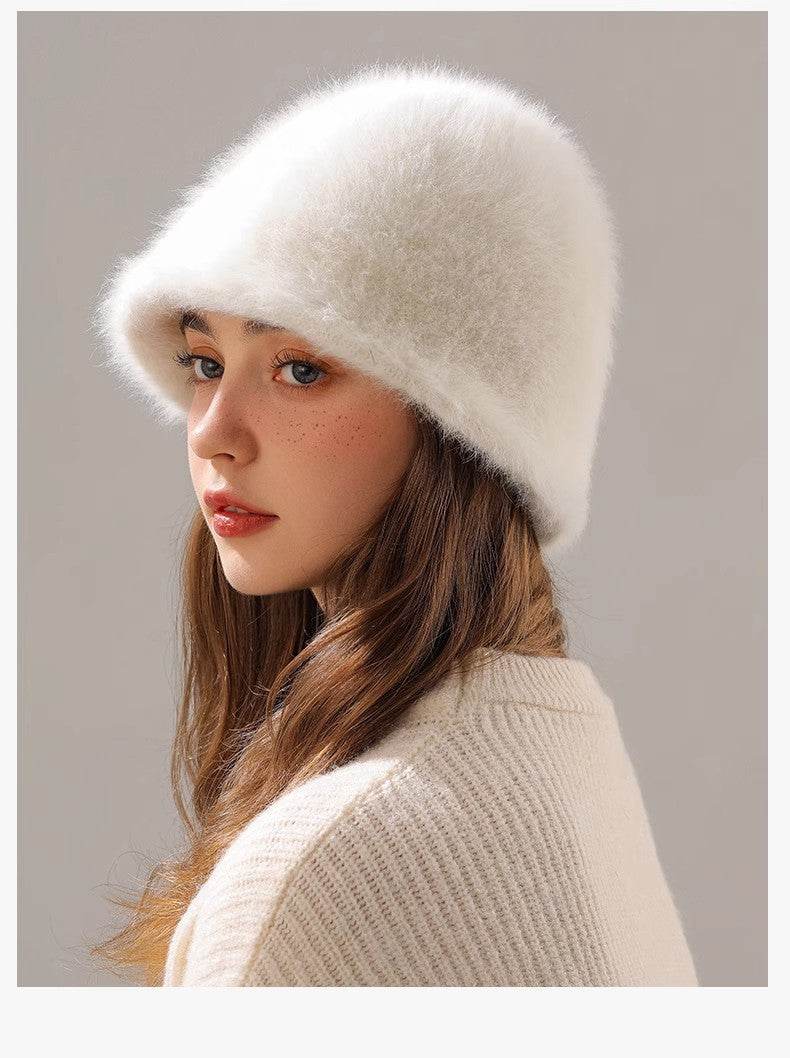 Big Head Rabbit Plush Hat - Milky White, Cozy Fashion for Women - Buy Center