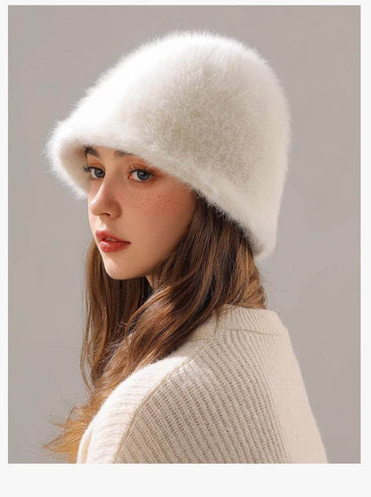 Big Head Rabbit Plush Hat - Milky White, Cozy Fashion for Women - Buy Center