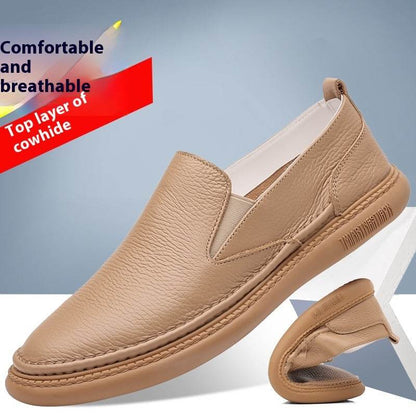 First Layer Cowhide Men's Leather Shoes - Casual Low Heel Comfort Style - Buy Center