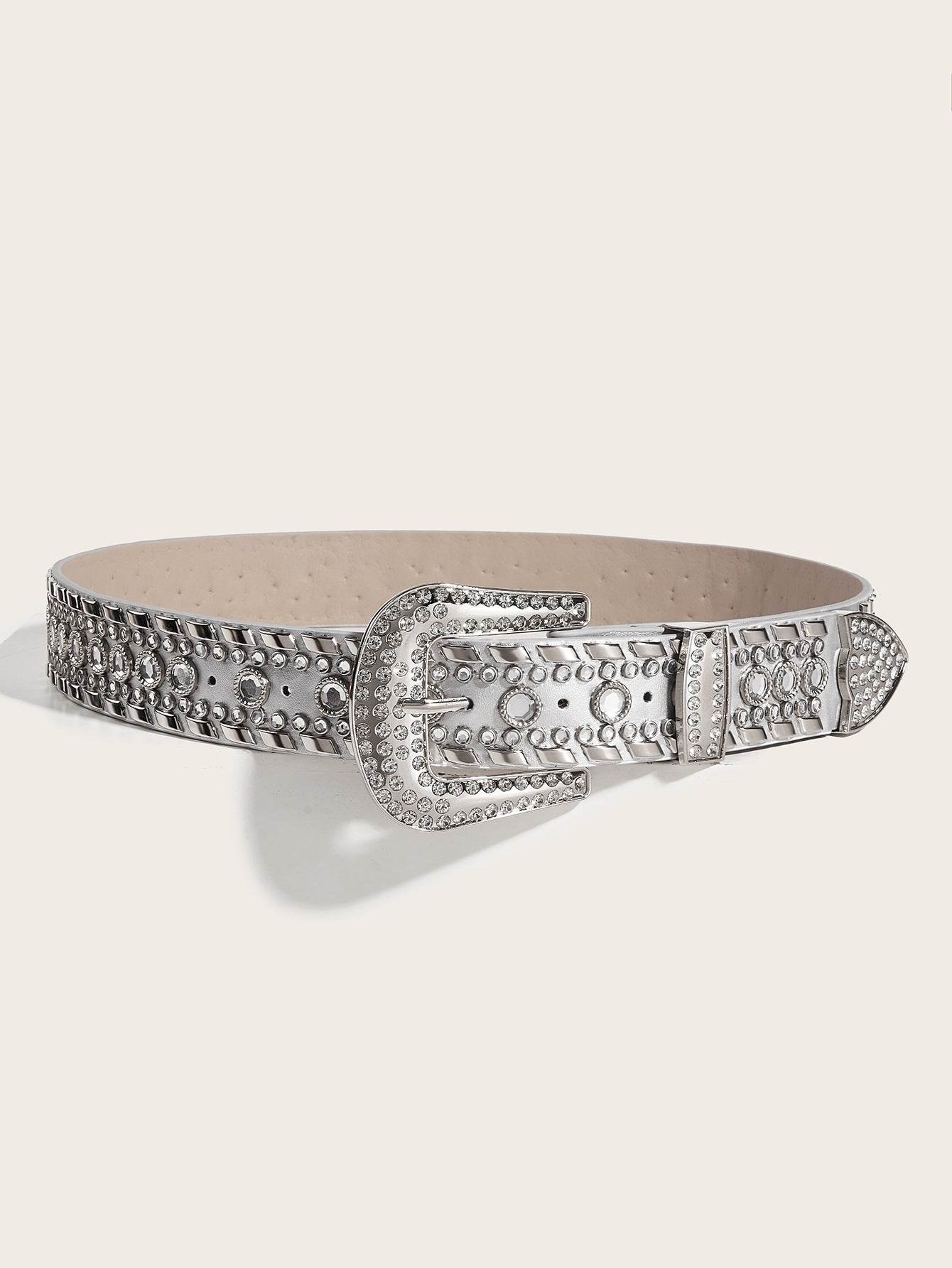 Punk Rhinestone Rivet Y2K Fashion Belt - Stylish PU Leather, Alloy Buckle - Buy Center