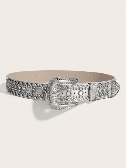 Punk Rhinestone Rivet Y2K Fashion Belt - Stylish PU Leather, Alloy Buckle - Buy Center