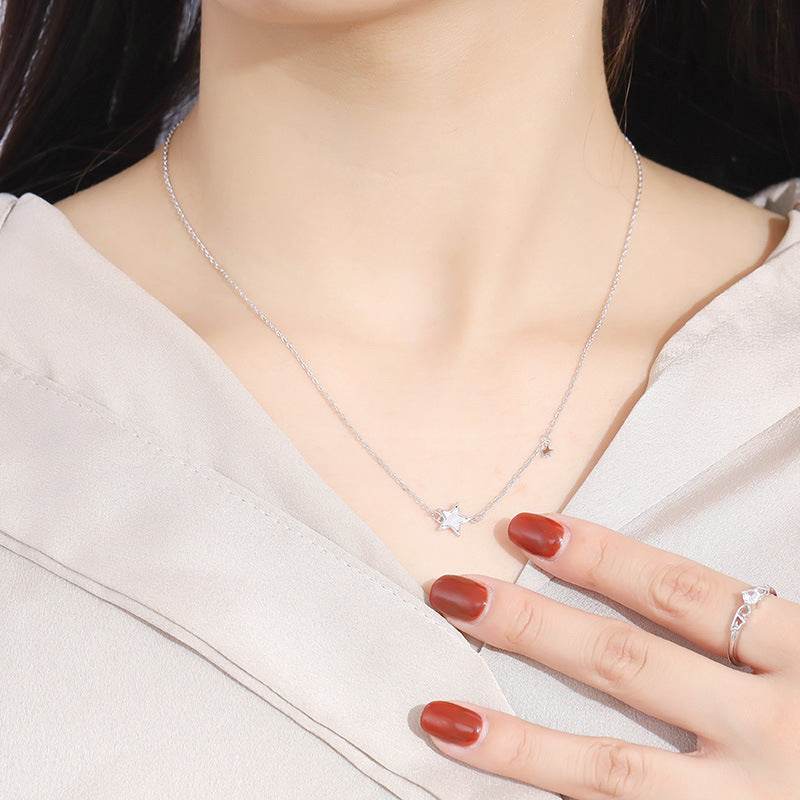 Elegant S925 Silver Star Necklace with Shell Pendant - Korean Style - Buy Center