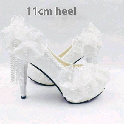 Buycenter Korean Style High-Heeled Pumps - Elegant Flower Rhinestones - Buy Center
