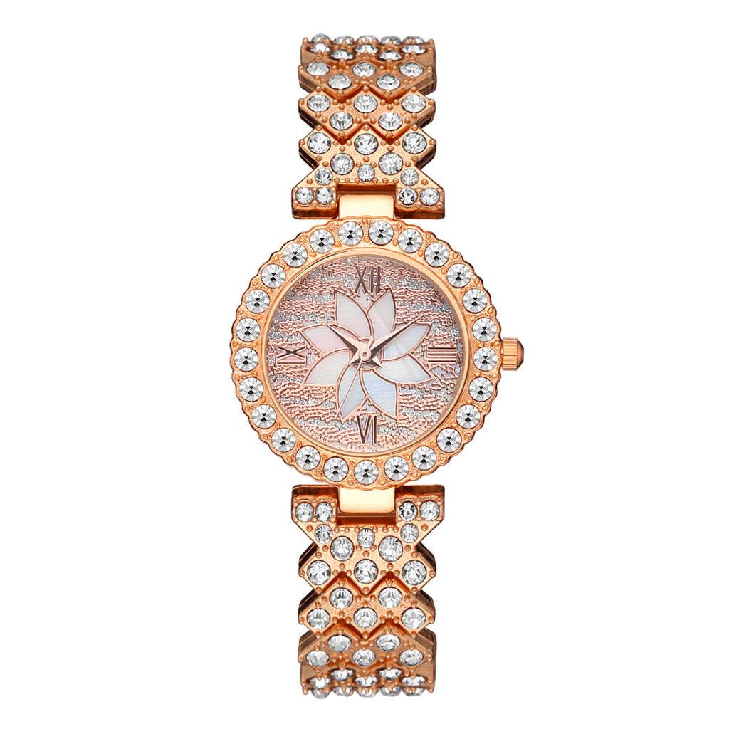 Center Diamond-Embedded Starry Sky Bracelet Watch for Women - Rose Gold & Silver - Buy Center