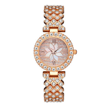 Center Diamond-Embedded Starry Sky Bracelet Watch for Women - Rose Gold & Silver - Buy Center