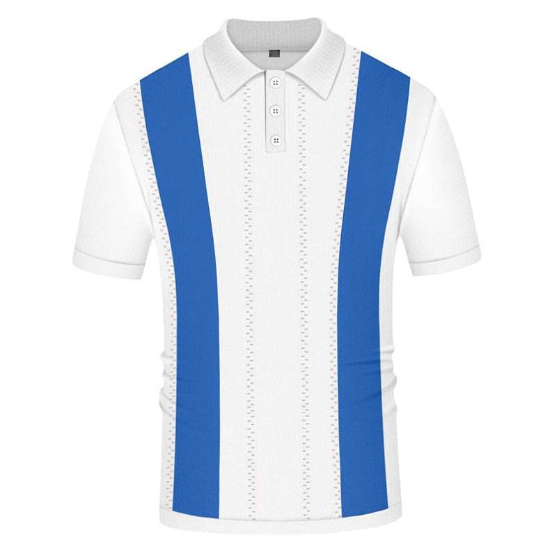 Men's White Striped Slim-fit Sweater - Stylish Tencel Short Sleeves 2025 - Buy Center