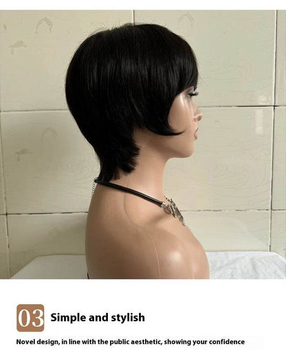 Short Straight Wig for Women - 100% Real Human Hair, Stylish Design - Buy Center