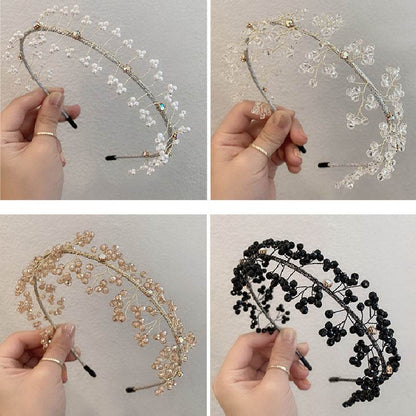 Elegant Korean Crystal Hair Headband - Retro Wave Design for Weddings - Buy Center