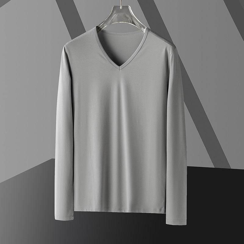 Men's Slim Fit Long Sleeve Modal Top - Stylish Autumn Essentials - Buy Center