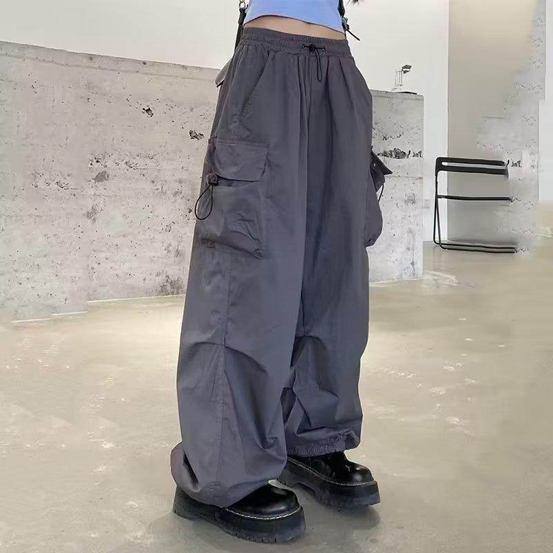Casual High Waist Wide Leg Cargo Pants - Stylish in Red, Black, Gray - Buy Center