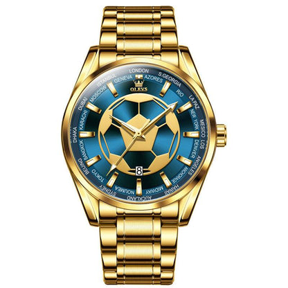Buycenter Quartz Men's Watch - Casual Style with Gold & Blue Face - Buy Center