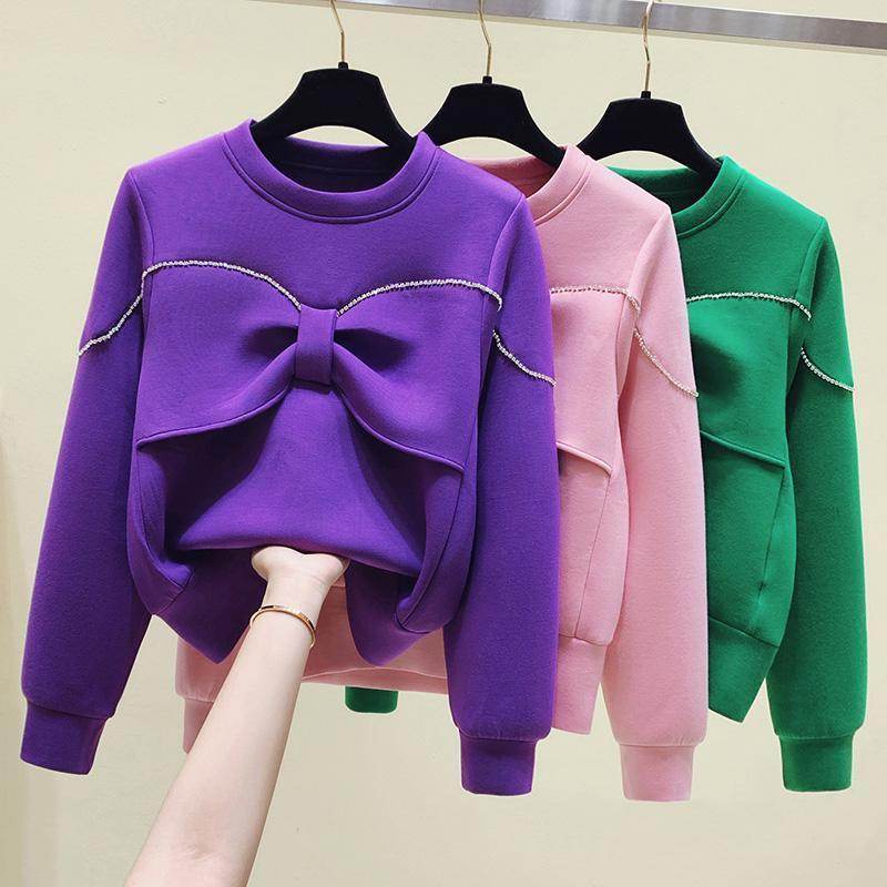 Buycenter Diamond Bow Sweater - All-Match Long Sleeve Pullover for Women - Buy Center