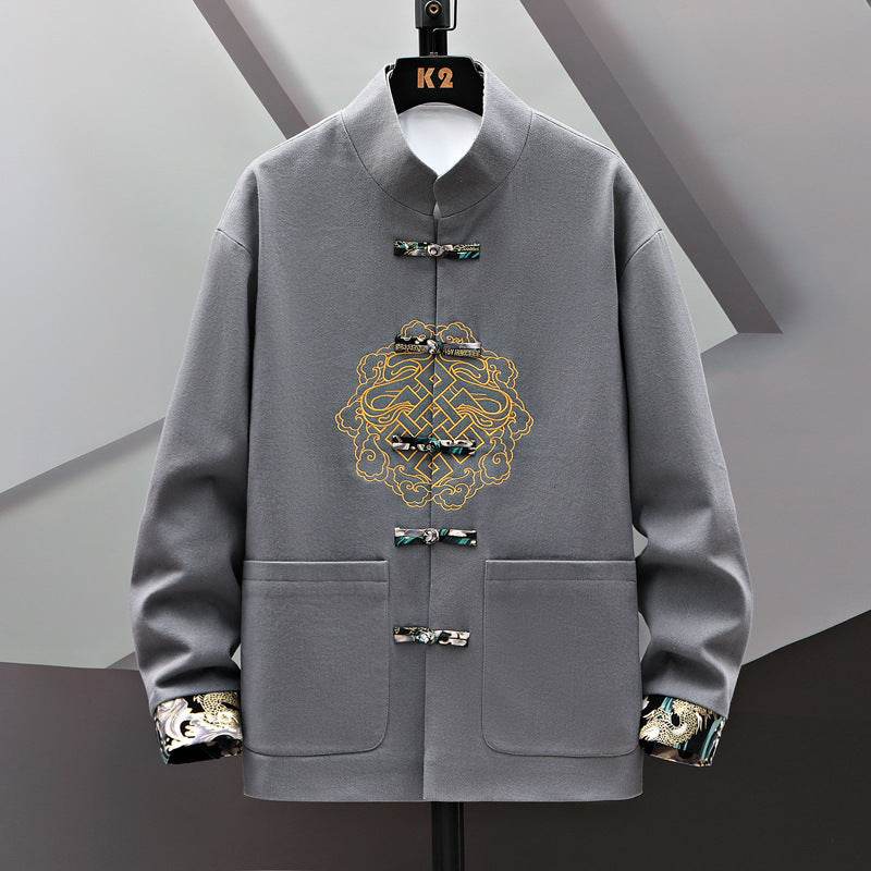 Buycenter Embroidered Chinese Coat - Stylish Buckle Design in Various Colors - Buy Center