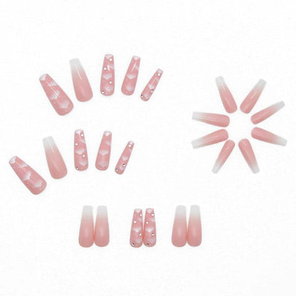 Women's Long Ballerina Nail Stickers - Elegant Z115 Pink Cloud Design - Buy Center