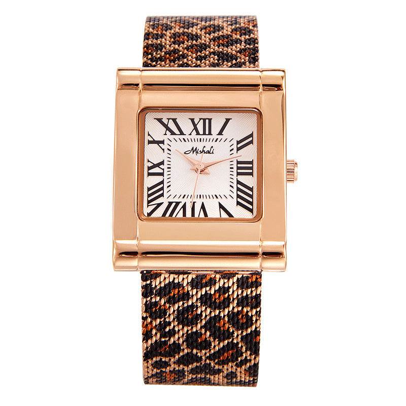Fashion Steel Belt Leopard Print Square Watch - Waterproof & Stylish for Women - Buy Center