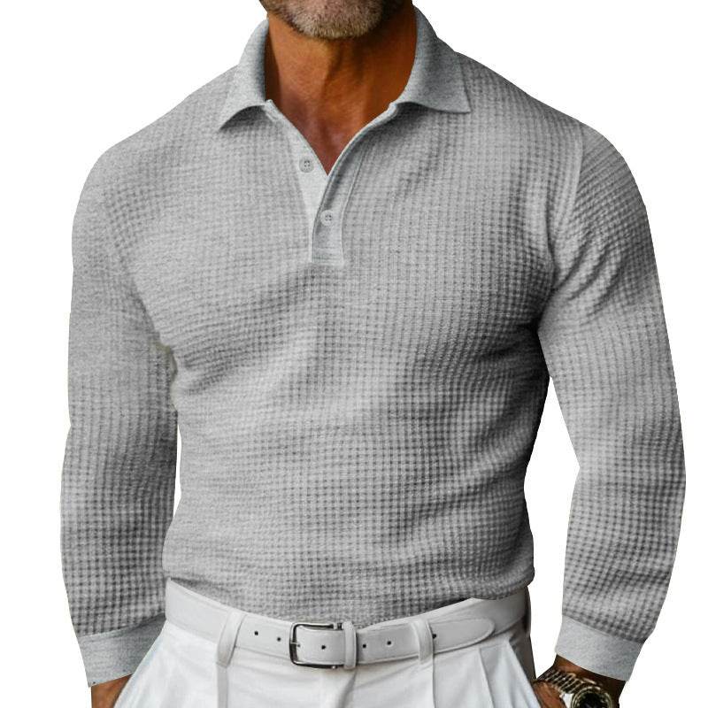 Buycenter Casual Lapel Button T-shirt - Long Sleeve, Multiple Colors Available - Buy Center