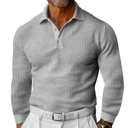 Buycenter Casual Lapel Button T-shirt - Long Sleeve, Multiple Colors Available - Buy Center