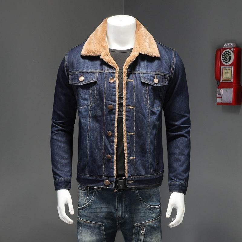 Men's Thickened Denim Jacket - Fleece-Lined for Warmth & Style - Buy Center