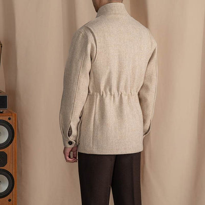 Retro Warm Tweed Safari Jacket - Stylish British Wool Outerwear 2025 - Buy Center