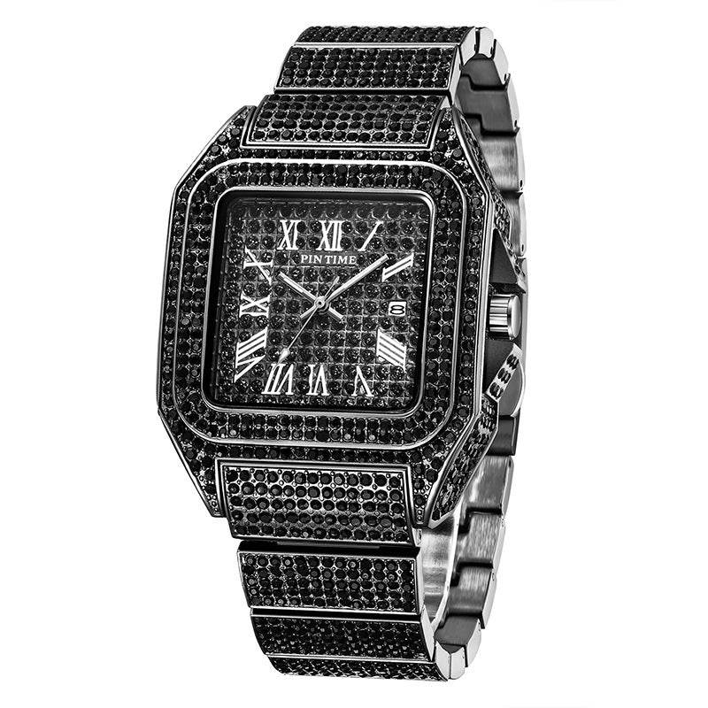 PINTIME Men's Luxury Quartz Watch - Square Diamond, Stylish Business Design - Buy Center