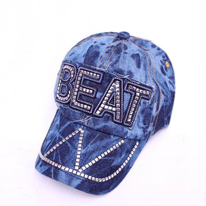 Women's Korean Style Denim Baseball Cap - Rhinestone Fashion Hat 2025 - Buy Center