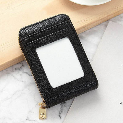 Women's Anti-Degaussing Mini Card Holder - Stylish PU Leather Wallet - Buy Center